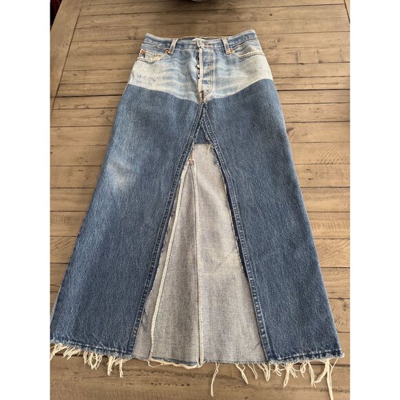 RE/DONE x Levis Seamed Denim Midi Skirt Medium / Light Size 25 - Picture 2 of 6